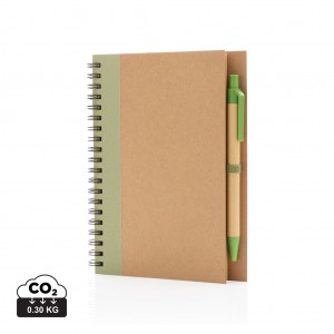 Verslo dovanos: (en:Kraft spiral notebook with pen)