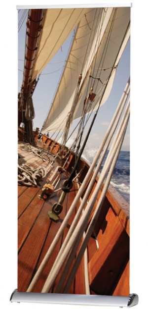 Deluxe ištraukiama reklaminė vėliava 85 x 160-225 cm