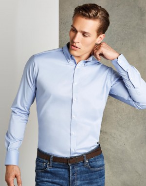 Slim Fit Stretch Oxford Shirt. Vyriški marškiniai, Kustom Kit KK182