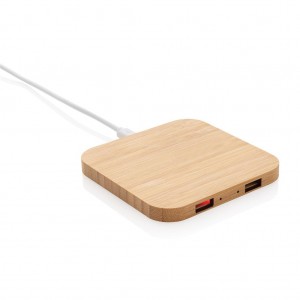 Belaidis bambuko 5 W įkroviklis su USB jungtimis