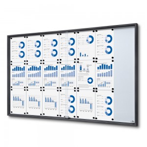 Vidinis užraktas. Vitrinos stumdomos durys Slim 21xA4 RAL 7016