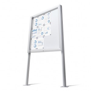 Stulpai lauko užrakinamai vitrinai ir lauko užrakinama vitrina su papildomu gyliu - tvirtinimo plokštė.