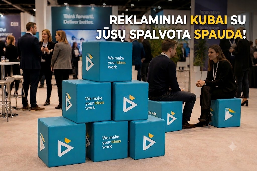 Reklaminis sėdimas kubas renginyje