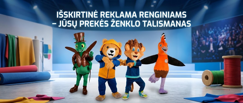 Individualūs reklaminiai kostiumai ir talismanai