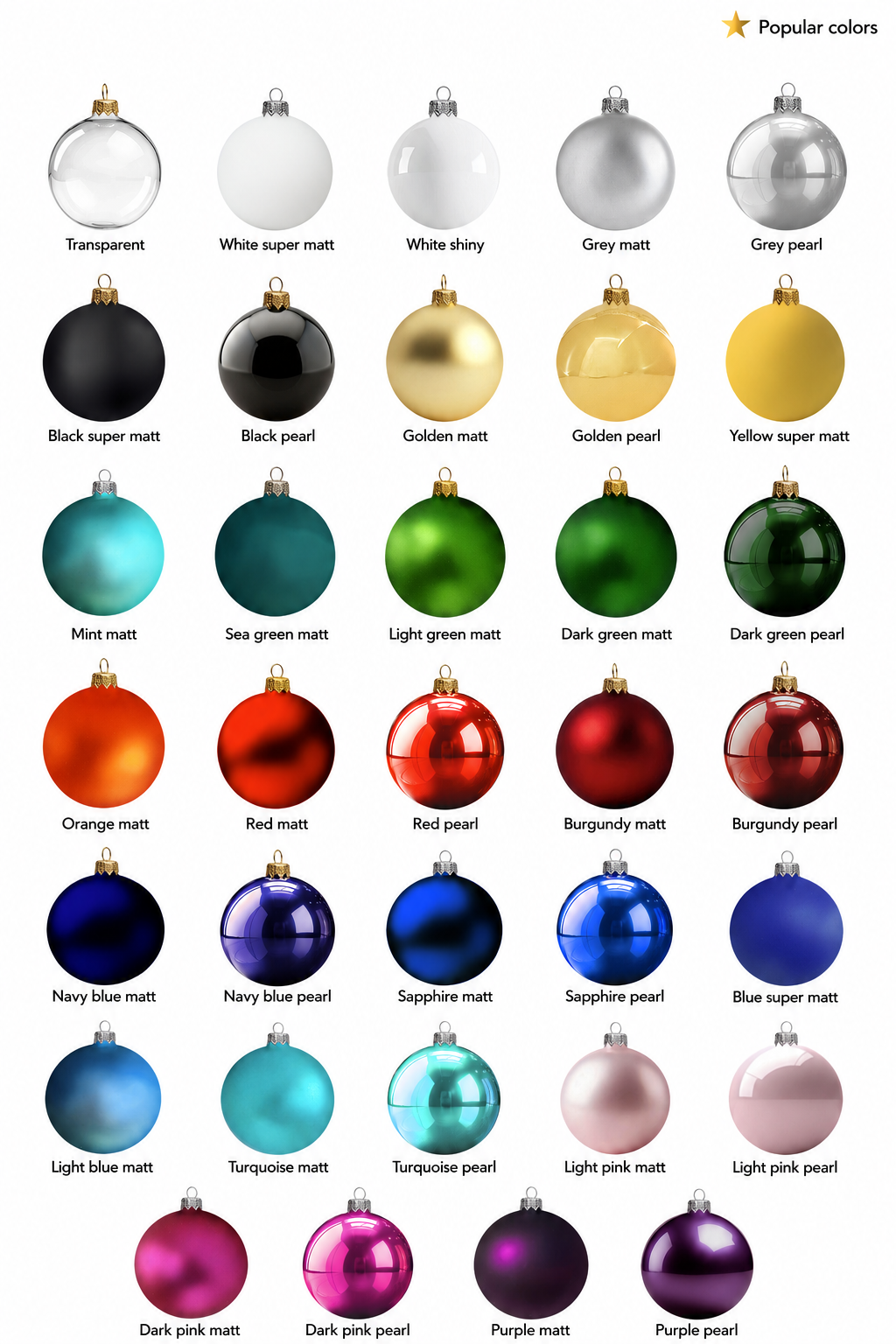 Kalėdinių žaisliukų spalvų pasirinkimas