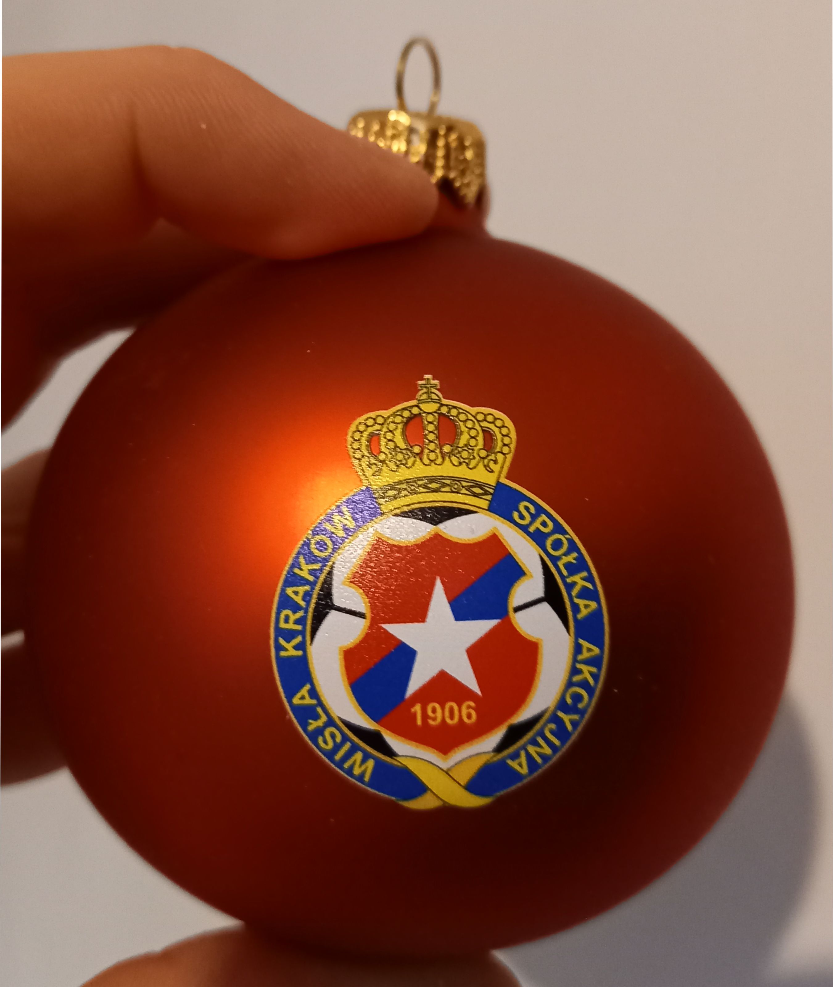 80mm stiklinis kalėdinis žaisliukas su spalvoto logotipo spauda