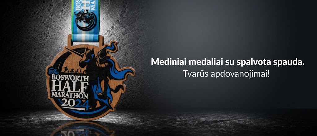 Mediniai medaliai su spalvota spauda
